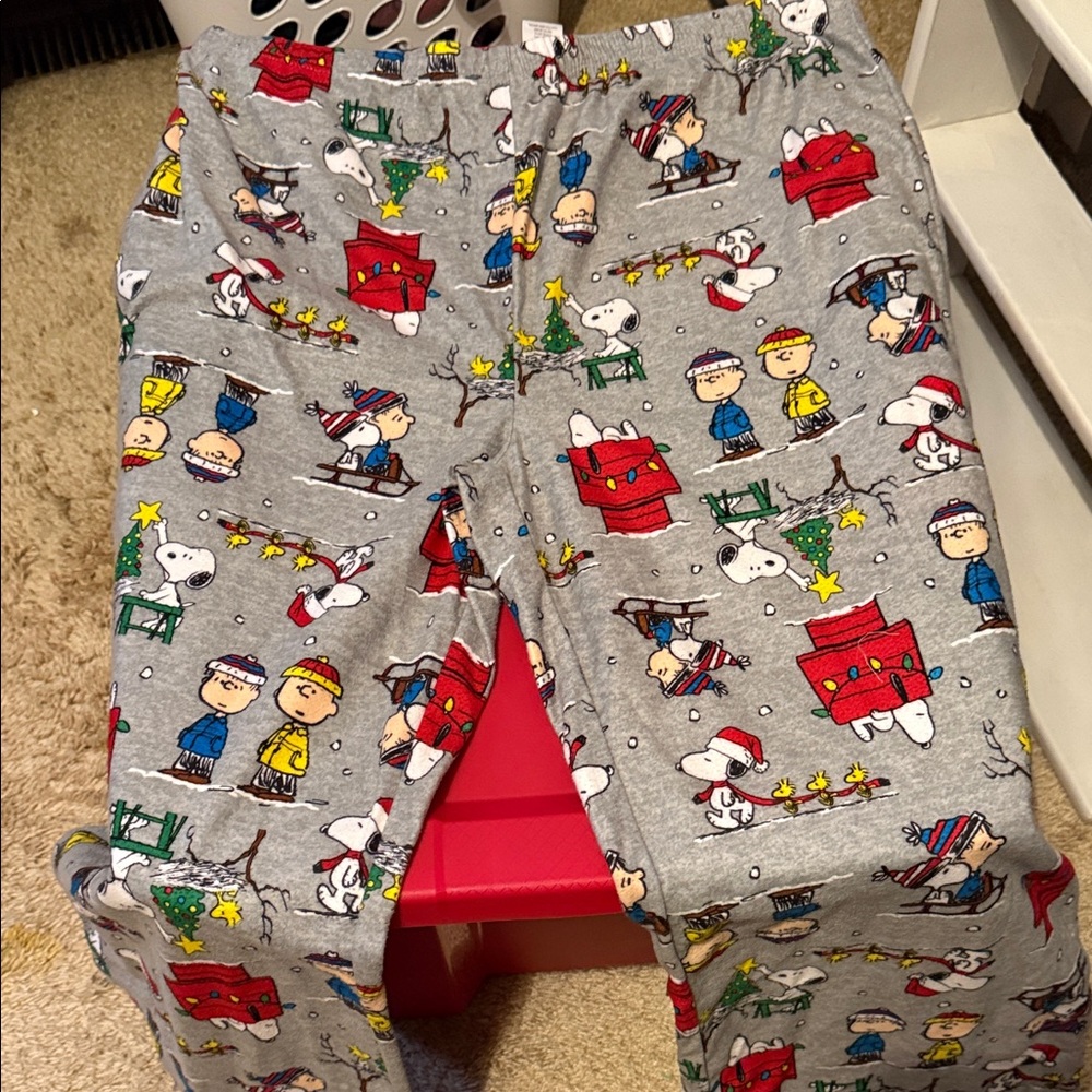 Peanuts Gray Pajamas- top and pants- with Snoopy and The Peanuts gang. Large - Picture 4 of 8